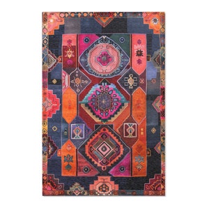 Marokkaans levendig kunsttapijt, retro woonkamerdecor, cottagecore slaapkamer art deco tapijt, moeders keukenvloertapijt, housewarmingcadeau afbeelding 4