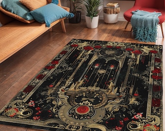 Dark Gothic Art Area Rug: Victorian Medieval Decor