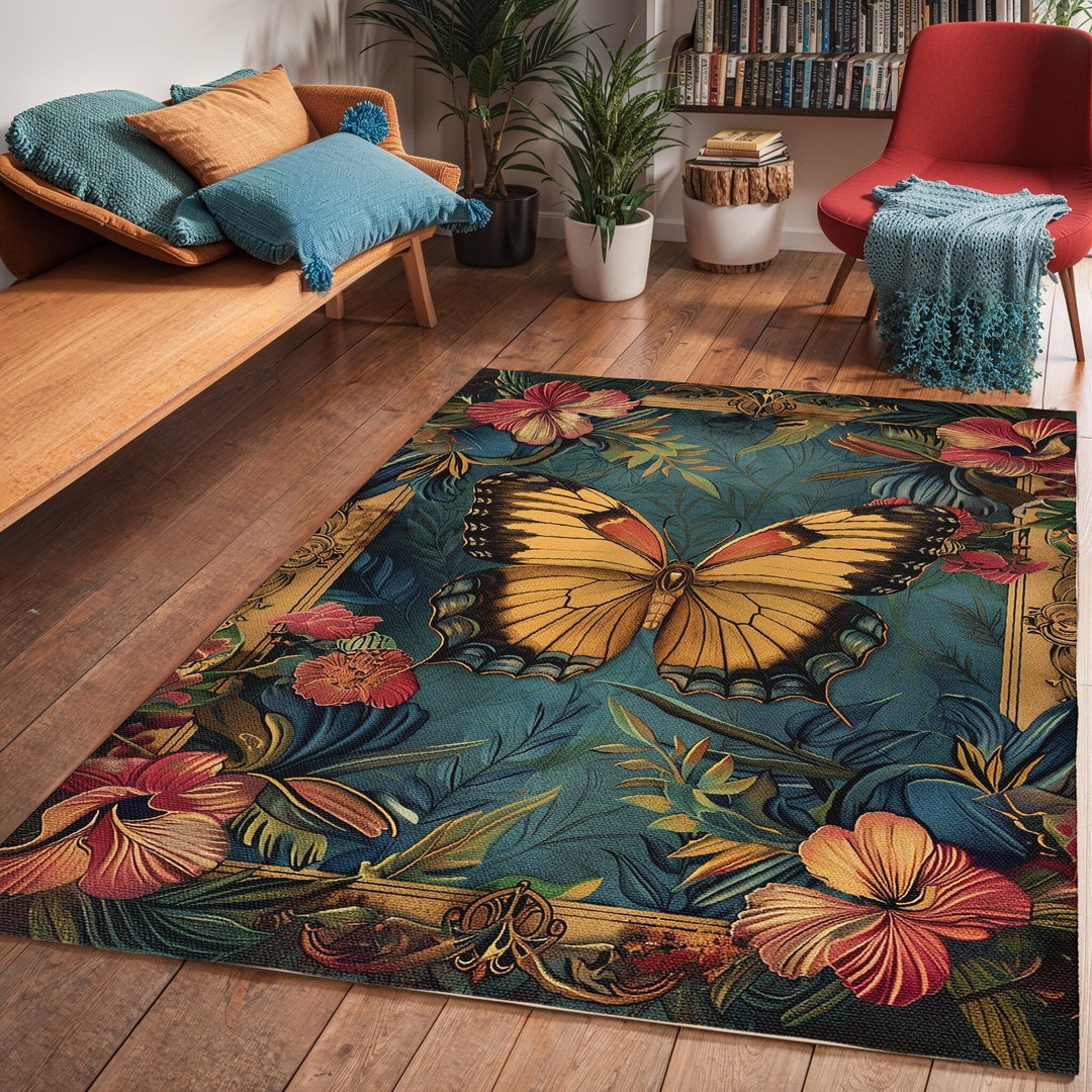 Tortoise Shell Rug Tortoiseshell Butterfly Area Rug: Rustic Art Deco Polyester Chenille - Etsy