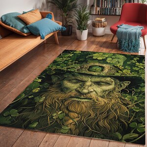 St Patrick&#39;s Portrait Art Area Rug, Religious Art Living Room Floor Carpet, Area Rugs, Home Decor, Religious Gifts, St Patrick&#39;s Day Decor