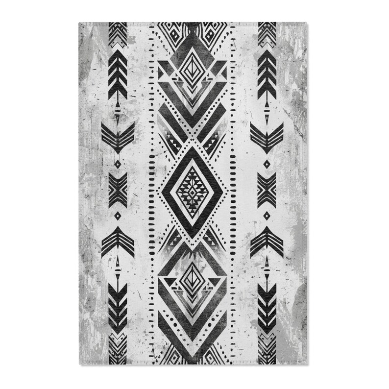 Tribal Teppich: Azteker Art Deco Polyester Chenille Teppich Bild 4