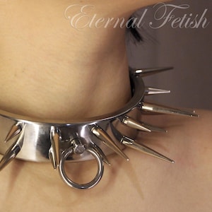 Spiked Double Layer Locking Stainless Steel Collar