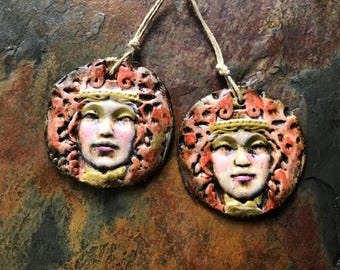 Artisan Pendants, Charms, Artisan Handmade Ceramic Beads, Foxpaws