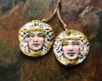Artisan Pendants, Charms, Artisan Handmade Ceramic Beads, Foxpaws