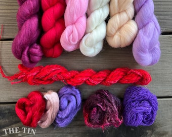 Merino Wool Roving Pack - Valentines Day - Six Colors, 1 Ounce Each - Wool for Wet and Needle Felting with or without Embellishments