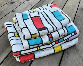 Authentische Vintage Midcentury Piet Mondrian inspirierte Vorhänge - Home Decorator Gewicht - komplett gefüttert