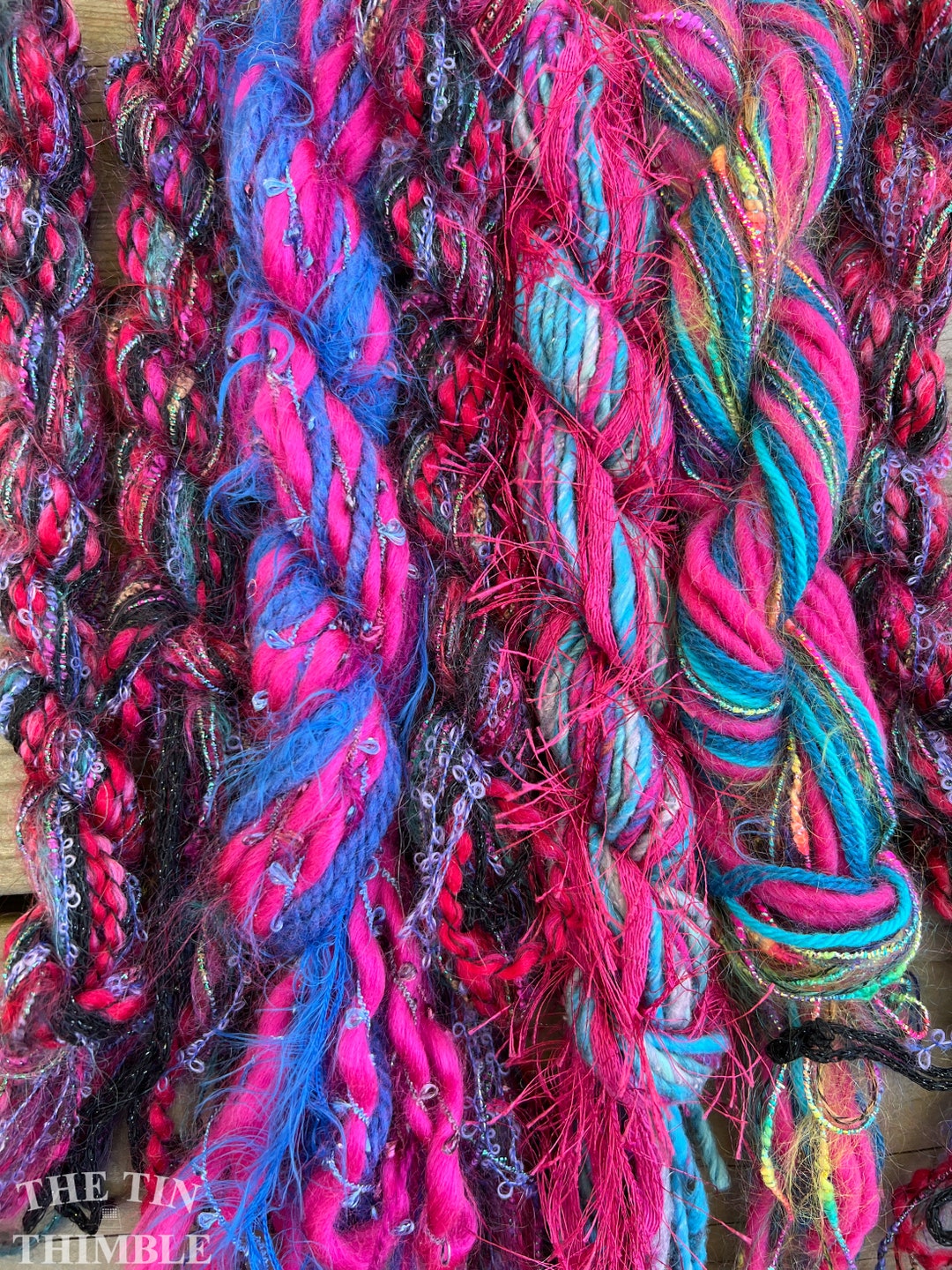 Fiber Frenzy Bundle / Mixed Bundle of Yarn in Blue Raspberry / - Etsy