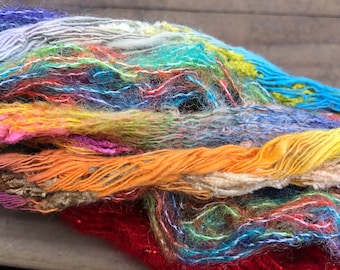 Tubular Yarn Mixed Bag - 5 Yarns, each 18" - Nuno Felting / Wet Felting / Felting Supplies / Textural Fiber / Felting Yarn