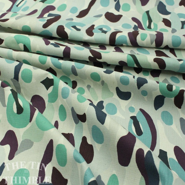 Pastel Camouflage Barkcloth Fabric, Cotton Linen Blend