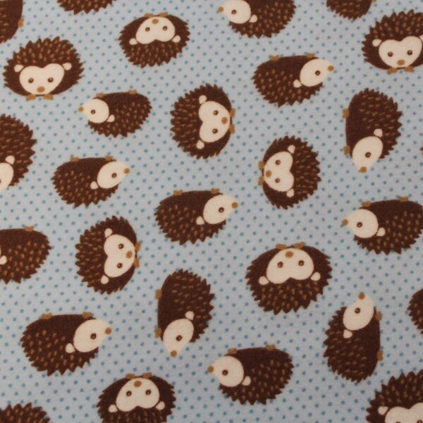 Northcott Forest Friends Flannel Hedgehog Light Blue Print- 1-3/8 yd -LAST PIECE-