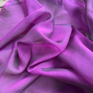 100% Silk Iridescent Chiffon Fabric by the Yard / Great for Nuno Felting / 54" Wide / Bright Wine