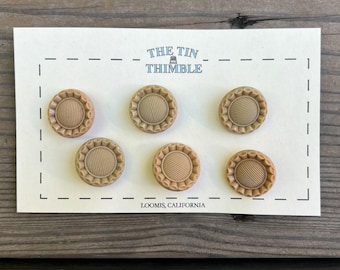Antique Glass Buttons - 20mm Tan Glass Buttons - 1930s - Six