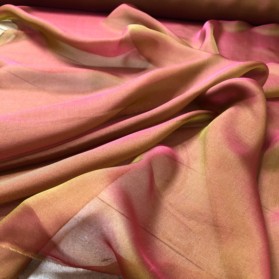Lime Iridescent Silk Chiffon IC-098 Fabric main image 1