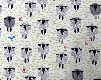 Happy Drawing by Ed Emberley for Cloud 9 Fabric - Sheep - Organic Cotton Fabric - 1 Yard