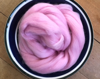 Pink Merino Wool Roving for Felting, Spinning or Weaving - 1 oz - Nuno, Wet or Needle Felting Fibers - 21.5 Micron