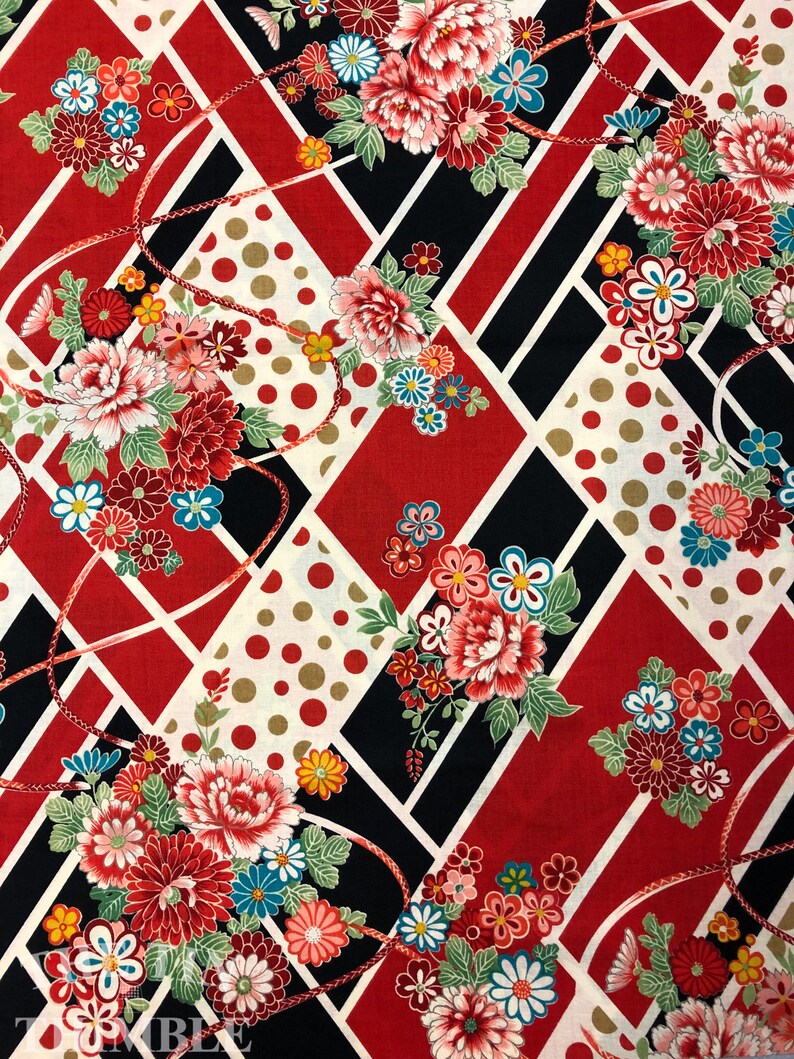 Japanese Print Cotton by Kokka Fabrics 1 5/8 Yards CUT Etsy