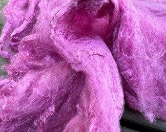 Silk Mulberry Hankies for Spinning or Felting in Cyclamen Pink / 3 Grams / 100% Silk Hankies