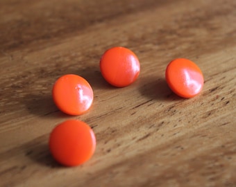 Orange Glass Buttons / Four / Shank Buttons / Vintage Glass Buttons / Vintage Buttons / Orange Buttons