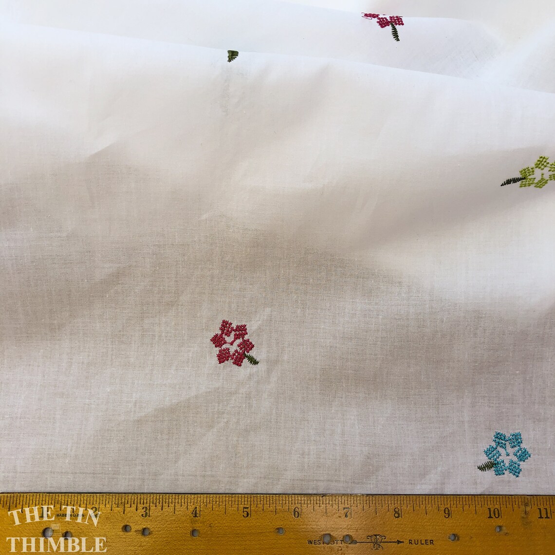 Embroidered Cotton Lawn in White 1 Yard Cotton Fabric / Etsy