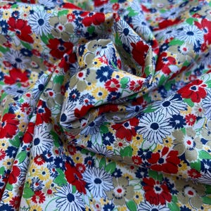 Vintage Voile - Printed 100% Cotton Fabric - 2 Yards - Soft Authentic Vintage Light Weight Voile Fabric