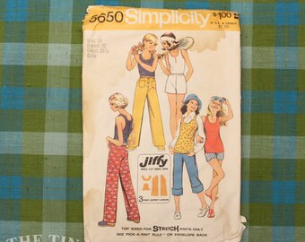 Vintage Sewing Pattern / Simplicity Shorts Pattern / Simplicity 5650 / Bust 32 / Size 14 / 70s Pants Pattern / 1970s / QUICK LIST