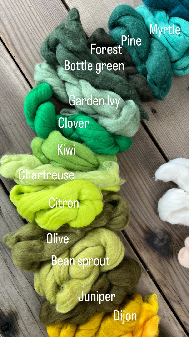 Chartreuse Green Merino Wool Roving / 21.5 micron 1 oz Nuno Felting / Wet Felting / Felting Supplies / Needle Felting / Fiber Supply image 4