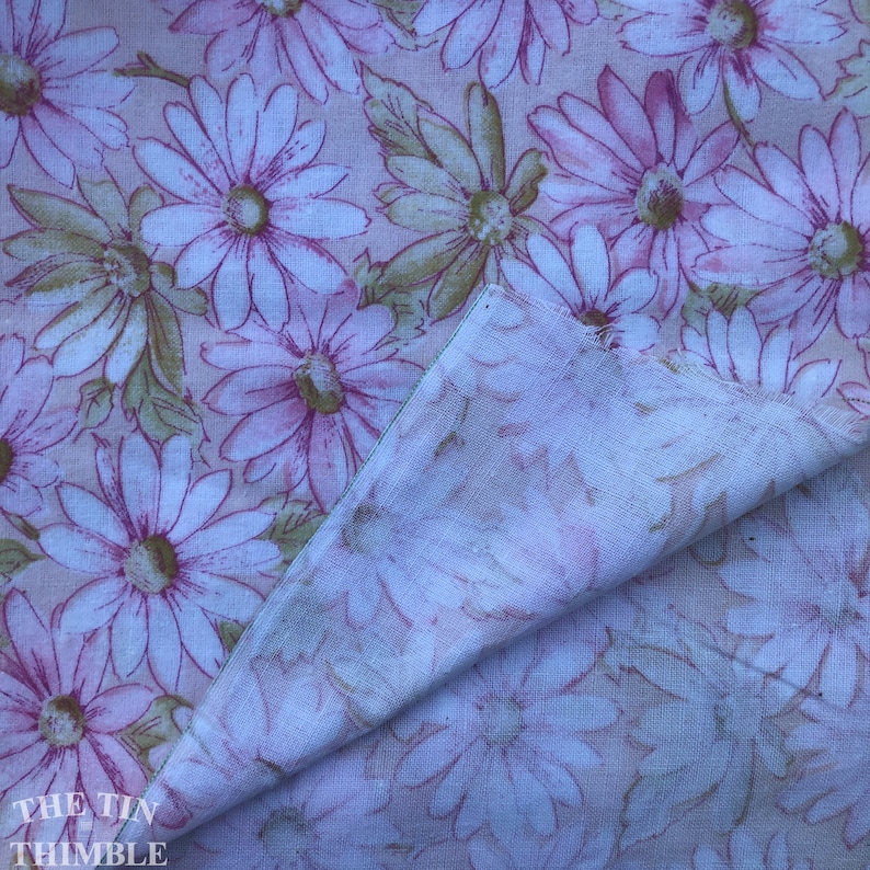 Sold by the Yard CottonPoly Blend Vintage Daisy Floral Printed Flannel