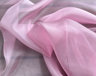 100% Silk Iridescent Chiffon Fabric by the Yard / Great for Nuno Felting / 54" Wide / Cherry Blossom Pink