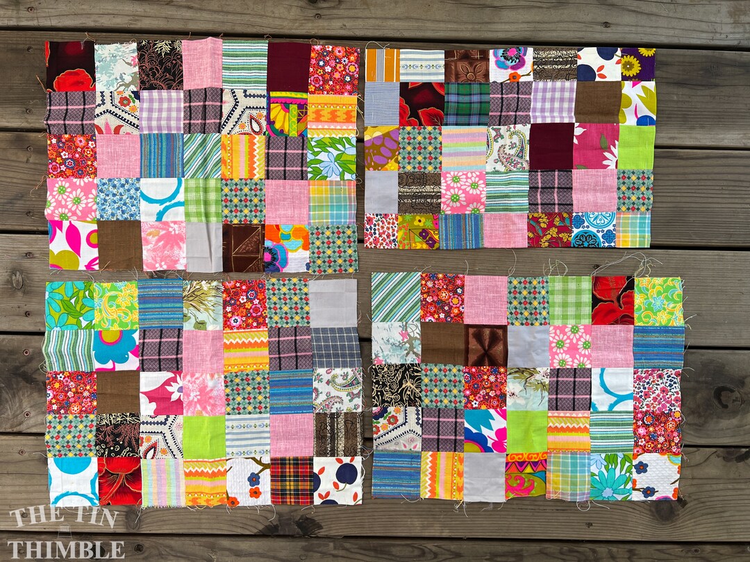 Four Vintage Quilted Placemats Unfinished 100 Cotton Etsy