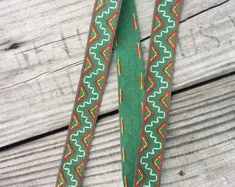 Vintage Embroidered Trim - Multiple Yards Available - Vintage Sewing Supplies / Embroidered Trim / Cotton Trim / Green Trim