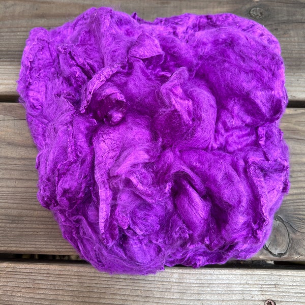 Silk Mulberry Hankies for Spinning or Felting in Theater Purple / 3 Grams / 100% Silk Hankies