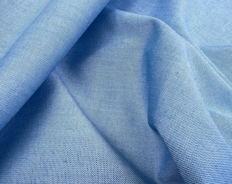 Oxford Blue Chambray Fabric - 100% Cotton - 44" Wide by the Yard