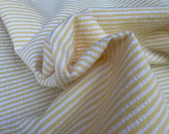 Authentic Vintage Yellow and White Seersucker Stripe Fabric - 38" Wide
