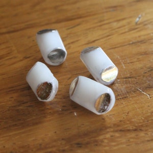 White Glass Vintage Buttons - Four/ 1930s Buttons / 1940s Buttons / Vintage Glass Buttons / Vintage Sewing Notions / Vintage Sewing Supplies