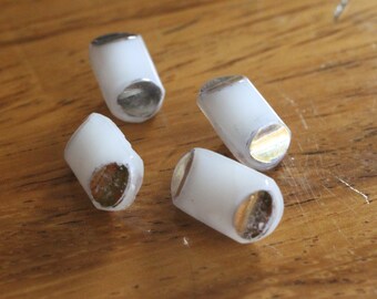 White Glass Vintage Buttons - Four/ 1930s Buttons / 1940s Buttons / Vintage Glass Buttons / Vintage Sewing Notions / Vintage Sewing Supplies