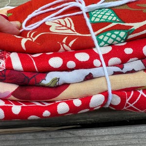 Fabric Scrap Bundle / Vintage and New Fabric Scraps / Cotton Fabric Destash Grab Bag / SB331 / Red Fabric Bundle