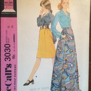 May include: A vintage sewing pattern for a skirt and blouse. The pattern is for misses' sizes 12 and 34. The pattern is from McCall's and is a step-by-step pattern. The pattern is 95 cents and $1.05 in Canada.