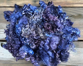 Mohair Locks for Felting, Spinning or Weaving - 1/4 Oz - Hand Dyed in the Color 'Stormy Sky'