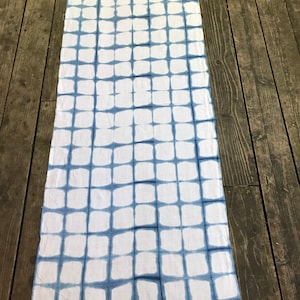 Indigo Dyed / Itajime Shibori / 100% Cotton / Hand Made / Made in USA / Shibori Fabric / 67&quot; x 26&quot; / Shibori by Yard / Small Batch / #4