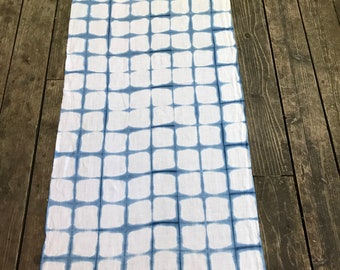 Indigo Dyed / Itajime Shibori / 100% Cotton / Hand Made / Made in USA / Shibori Fabric / 67" x 26" / Shibori by Yard / Small Batch / #4