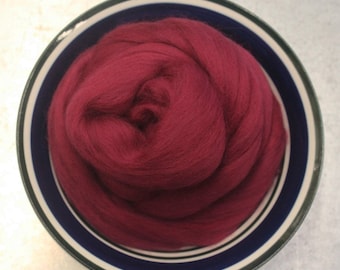 Ruby Red Merino Wool Roving - 21.5 micron -1 oz - For Nuno Felting, Wet Felting, Weaving, Spinning and More