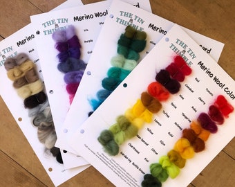 Merino Wool Roving Color Cards