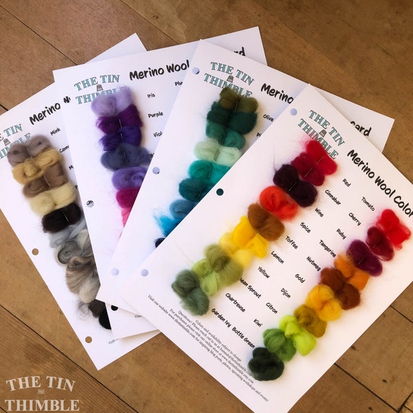 Merino Wool Roving Color Cards