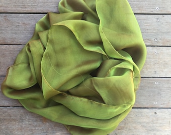 Pure Silk Chiffon Scarf with Unfinished Edges / Great for Nuno Felting / Approx. 14" x 90" / Tamarack