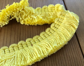 Bright Yellow Cotton Fringe Trim by the Half Yard - 1 1/8" Wide