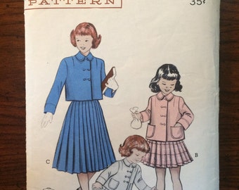 Vintage 1950s Butterick Girl's Suit Pattern #6236 Size 4, Breast 23"  - 1950s Butterick / 50s Butterick / 19