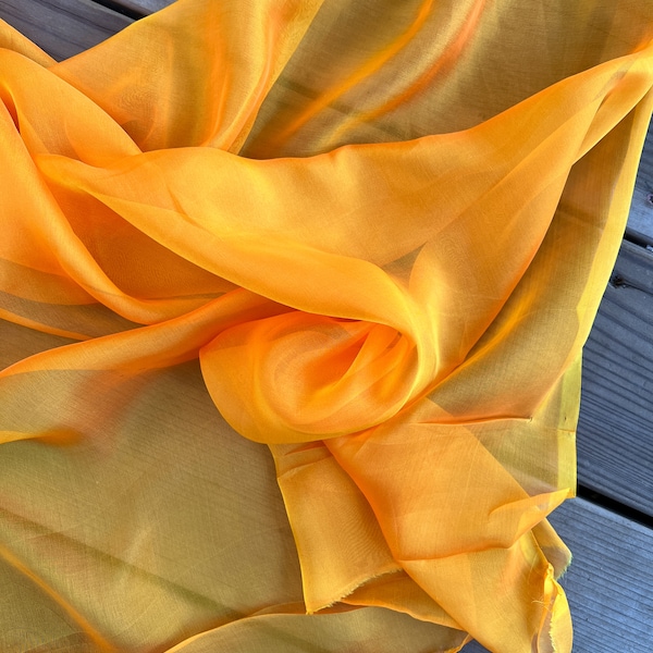 Iridescent Silk Chiffon Fabric by the Yard / Great for Nuno Felting / 54" Wide / Sun Gold