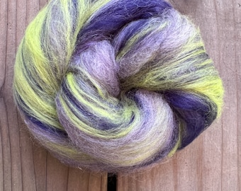 Hand Carded Batt for Felting or Spinning - Blend of Merino, Silk & Other Fibers - Hand Dyed and Commercially Dyed Fibers