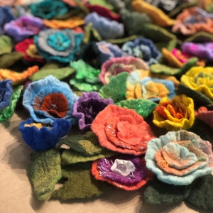 Hand Felted &quot;Bitty Blossom&quot; - Single Small Flower for Gift, Embellishment, Hair Accessory, Brooch - Hand Made with Wool & Silk Fibers