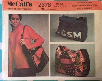 Vintage Shoulder Bag Pattern / 1970s McCall's 2378  - With Letters - UNCUT - Gym Bag Pattern / Luggage Pattern / 1970s Accessories